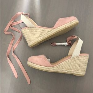 JUSTFAB 🌸 Artessa Platform Wedge Espadrille Blush